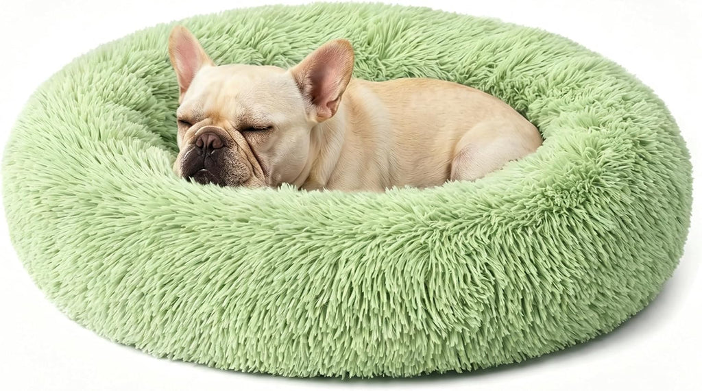 Calming Donut Dog and Cat Bed for Indoor Cats, Anti-Anxiety Round Fluffy Soft Washable Small Pet Bed for Puppy and Kitte