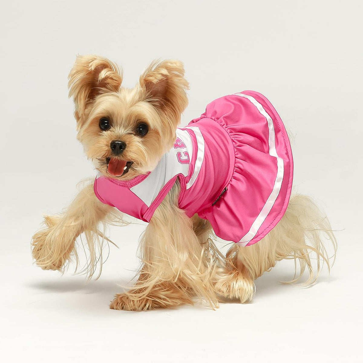 Fitwarm Cheerleader Dog Costume, Sporty Cheer Dog Dress for Small Dogs Girl, Pet Clothes Cat Outfits, Pink White, Medium