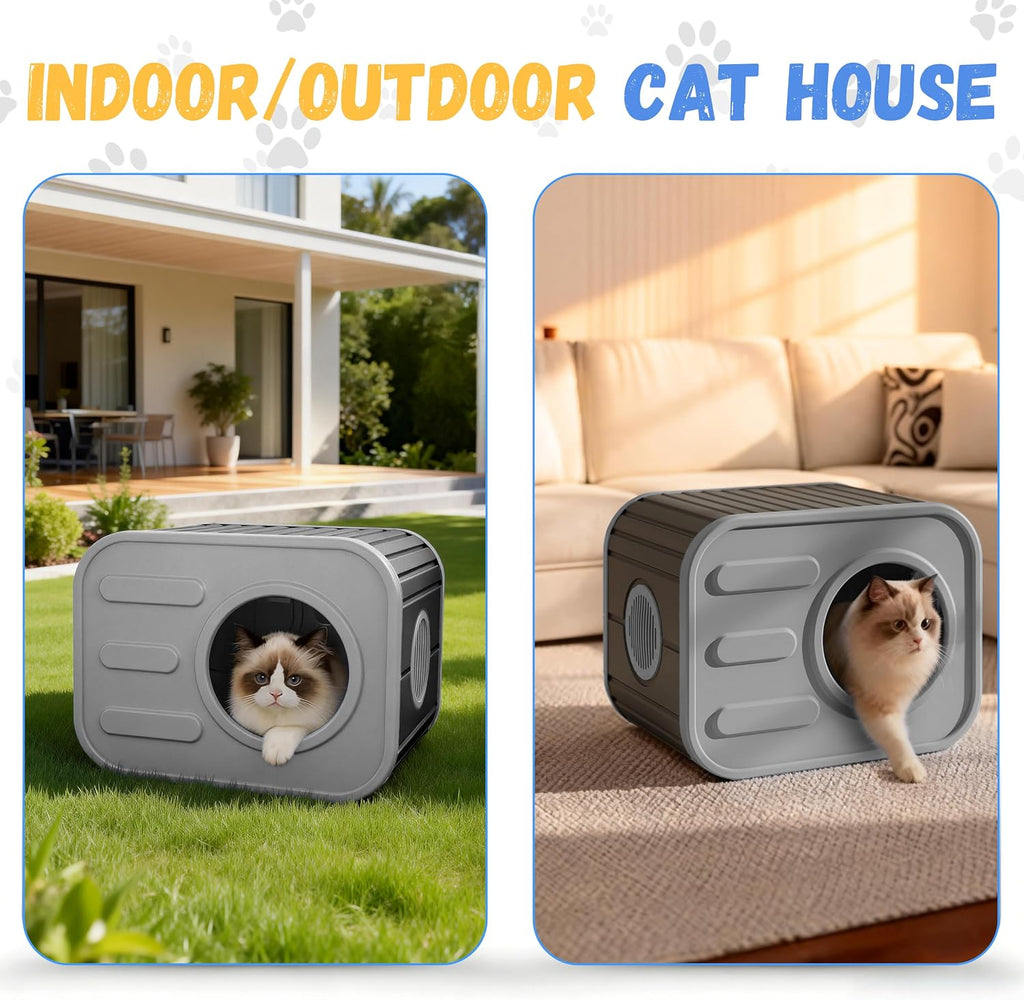 Outdoor Cat House Weatherproof, Black
