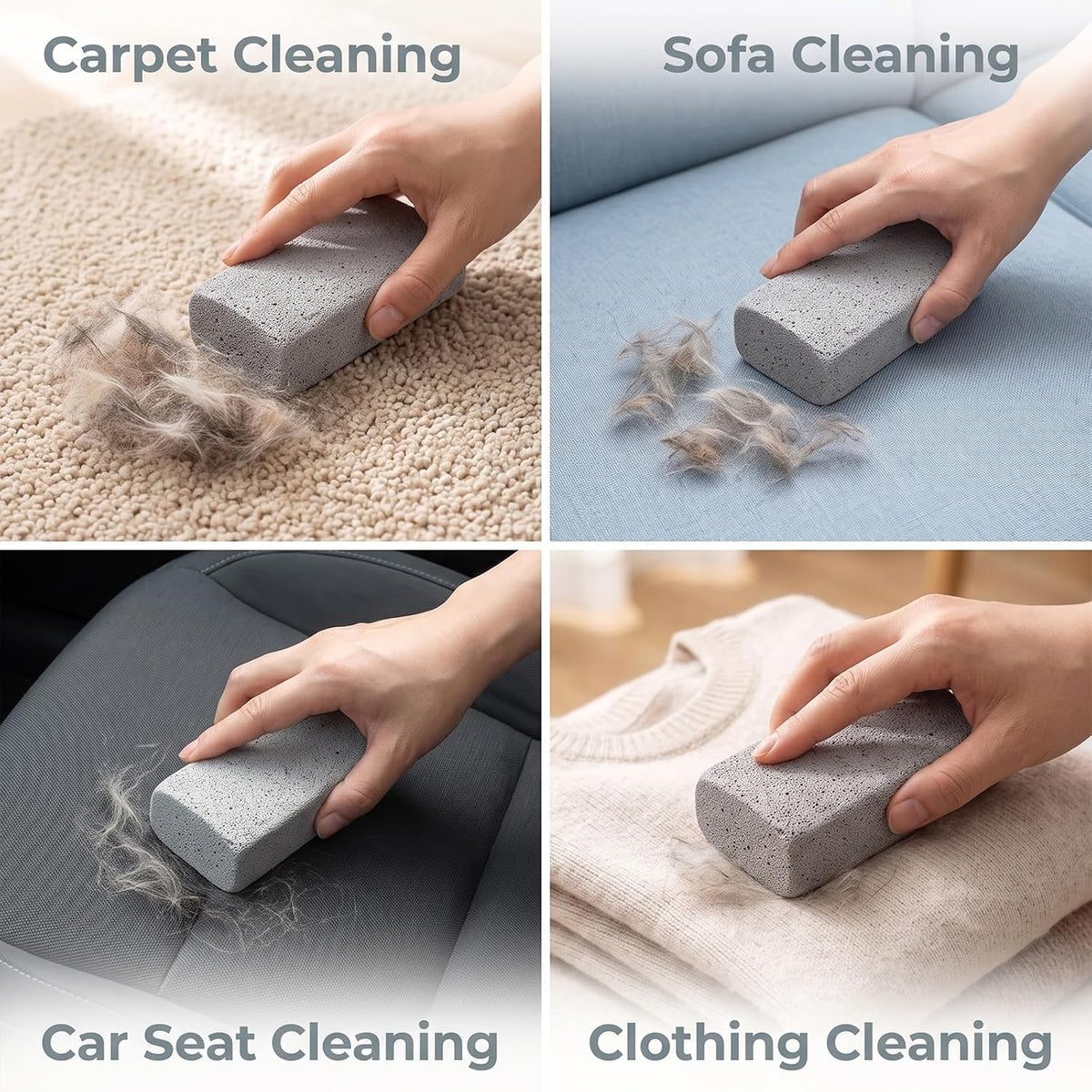 2Pcs Pet Hair Remover Pumice Stone, Dog Cat Fur Cleaning Stone