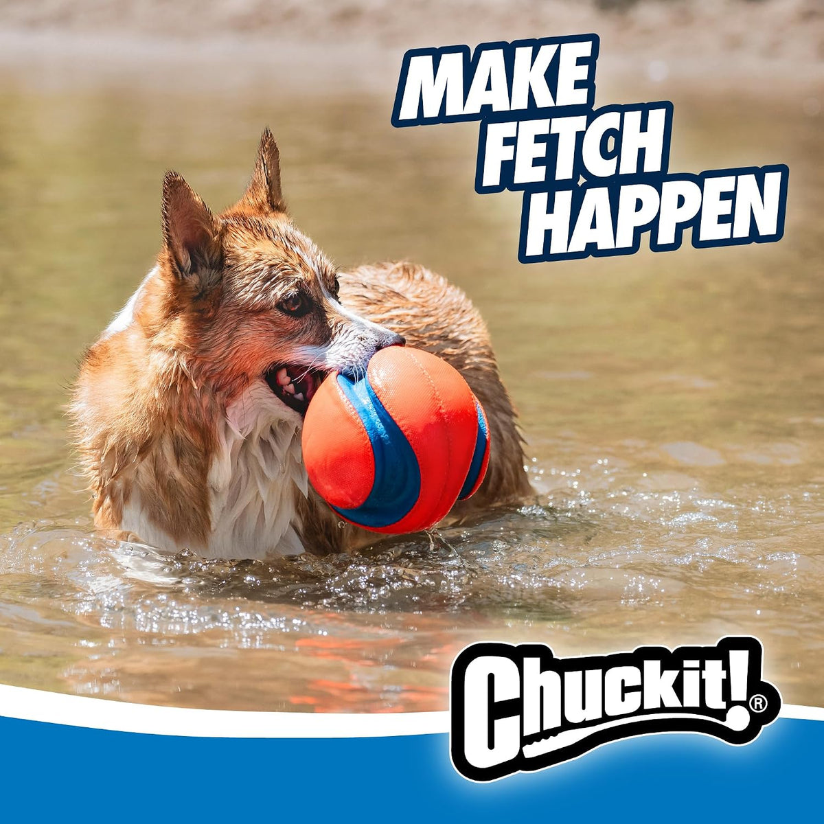 Chuckit! Kick Fetch Ball Dog Toy, Large, 8in, for Large Dogs, Floats