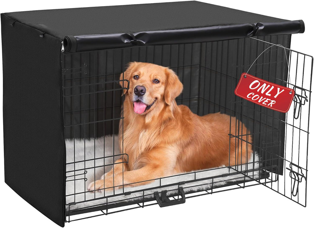Akinerri Dog Crate Cover, Double Door Waterproof Kennel Cover, 42 in Grey