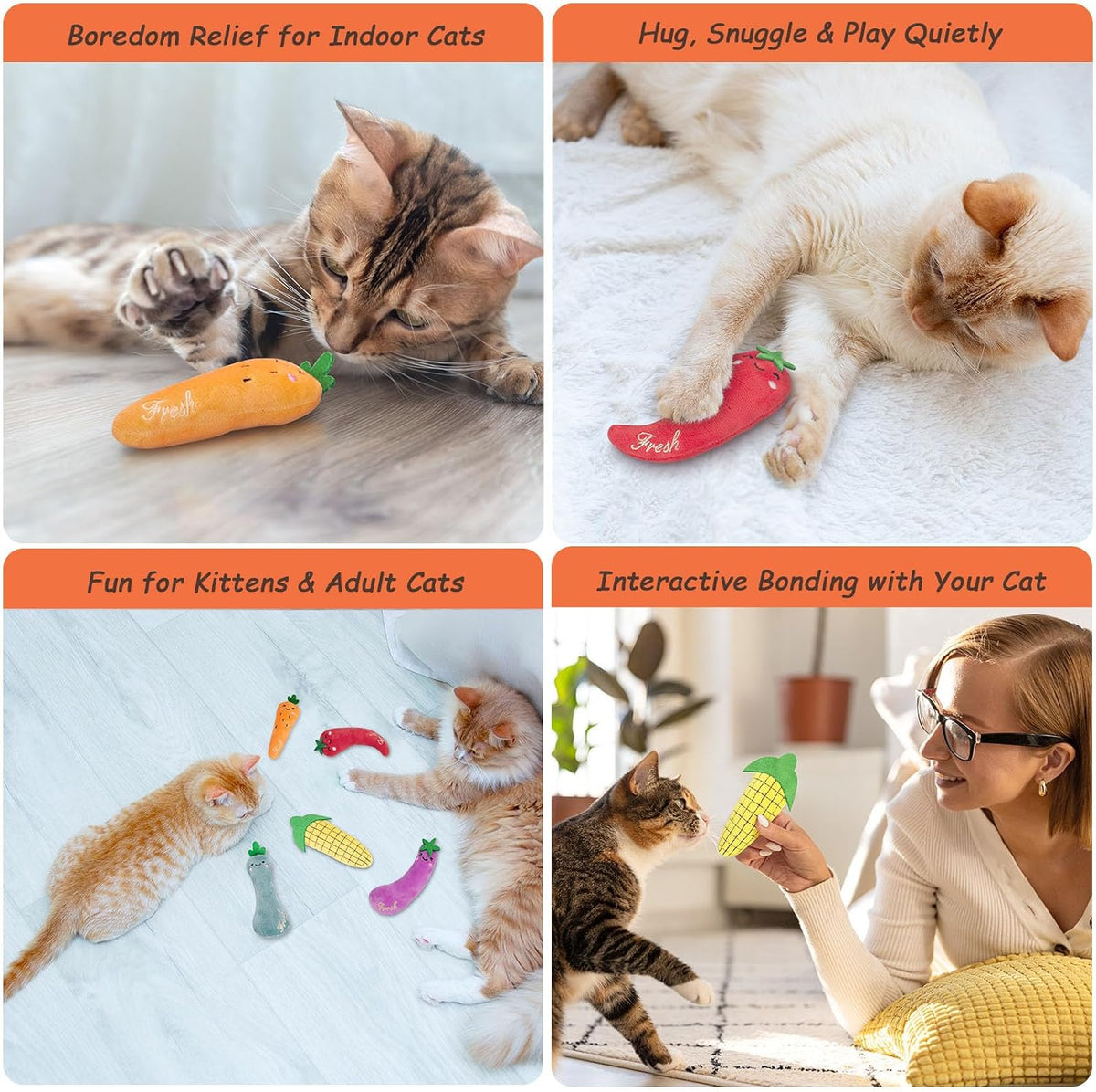 5Pcs Catnip Cat Toys for Indoor Cats Kitten, Cute Vegetable Shape