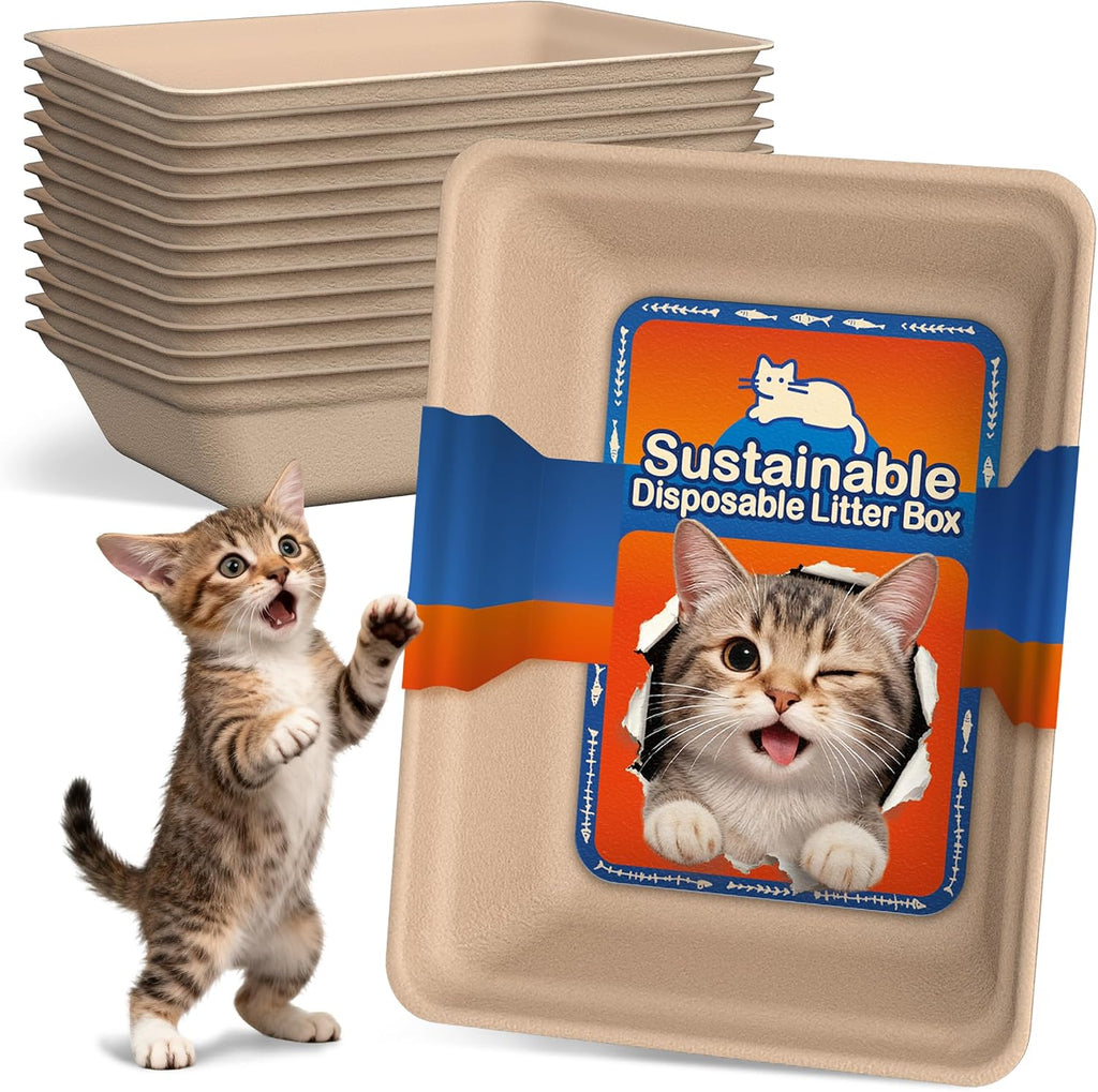 12-Pack Disposable Cat Litter Boxes: Leak-Proof & Odor-Control Cat Trays