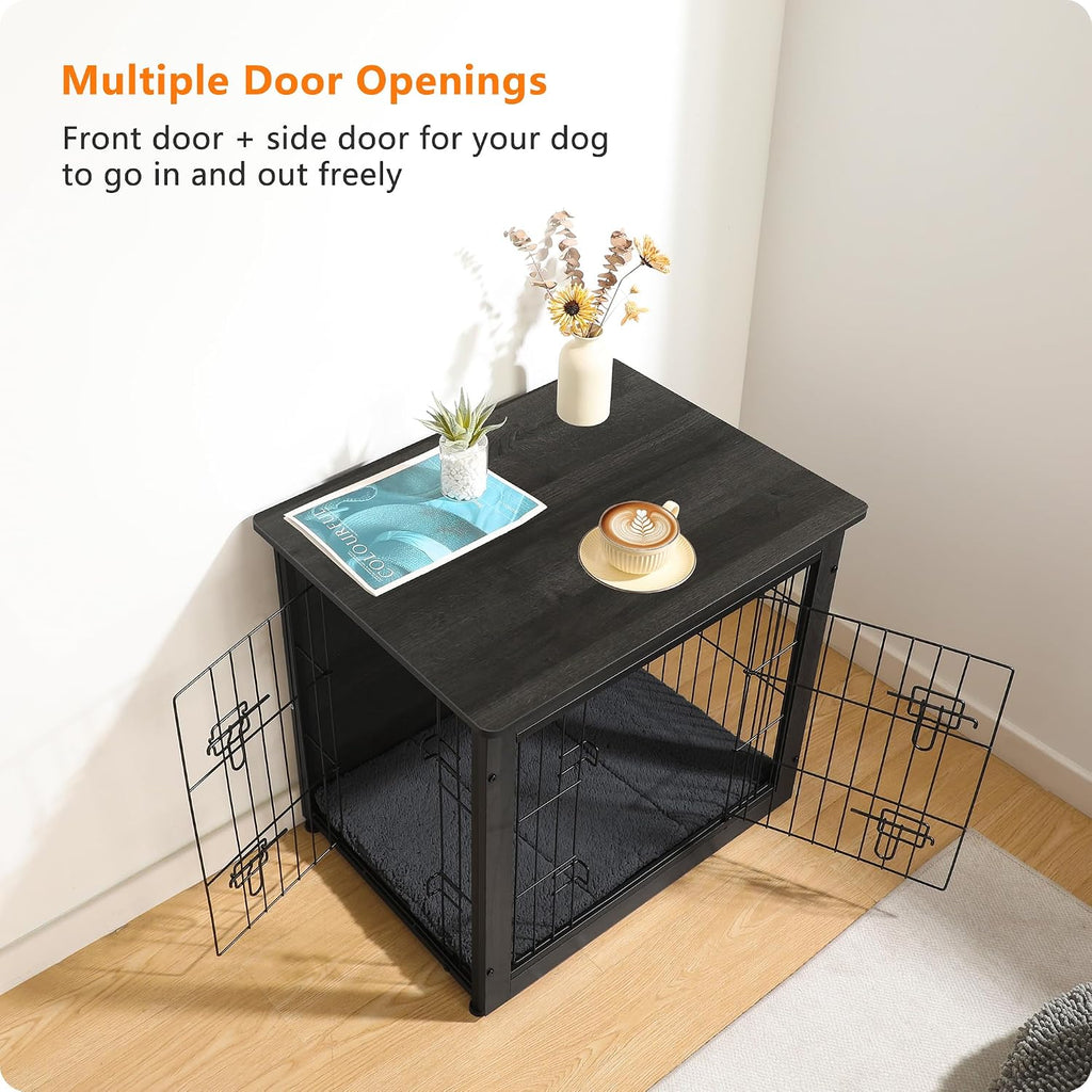 27" Dog Crate Furniture, Dog Kennel Indoor, with Waterproof Cushion