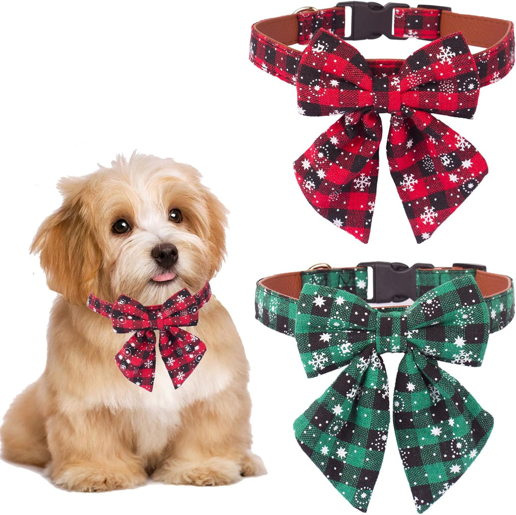 Fall Dog Collar 2 Pack, Orange Plaid Thanksgiving Shirt Collar, M