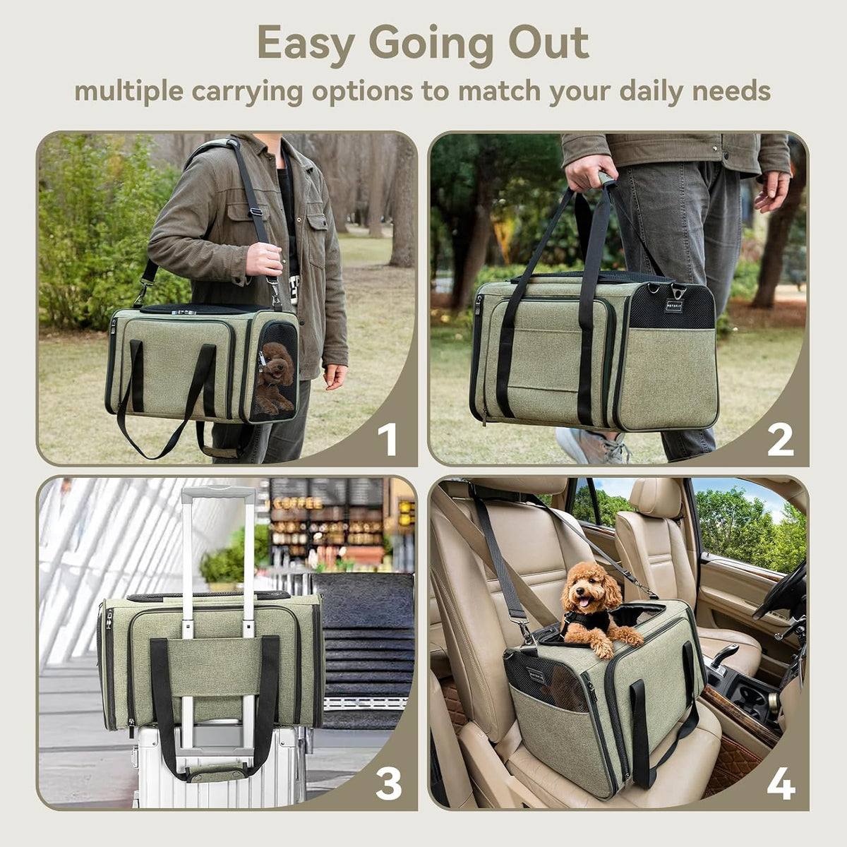 Petsfit Medium Double Expandable Cat Carrier for Cats and Small Dogs
