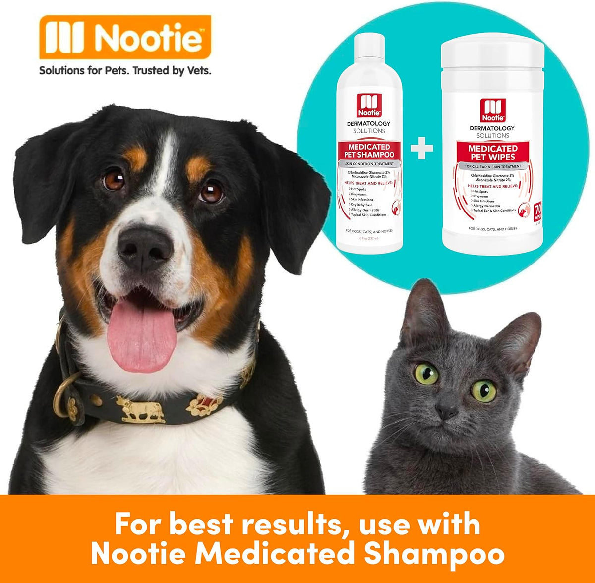 Nootie Medicated Dog Wipes, 2% Chlorhexidine and 2% Miconazole Formulated Pet Wipes for Dogs and Cats - 5"x 6" Size XL W