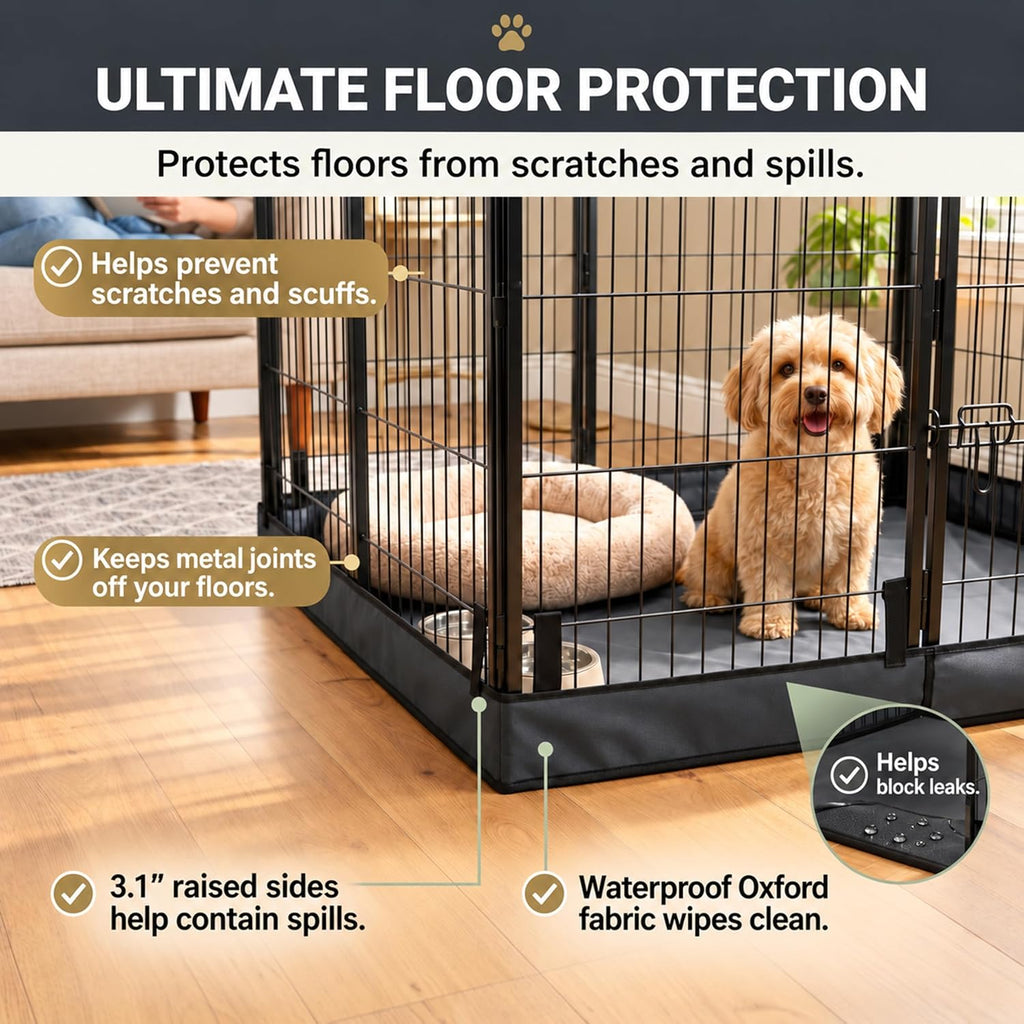 Dog Playpen with Battom Pad, 24" H 8 Panels Puppy Playpen