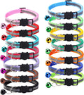 14 Pack Breakaway Cat Collar with Bell, Reflective Kitten Collar for Girl Boy Cats, Safety Buckle Adjustable 7.5-12.5 In
