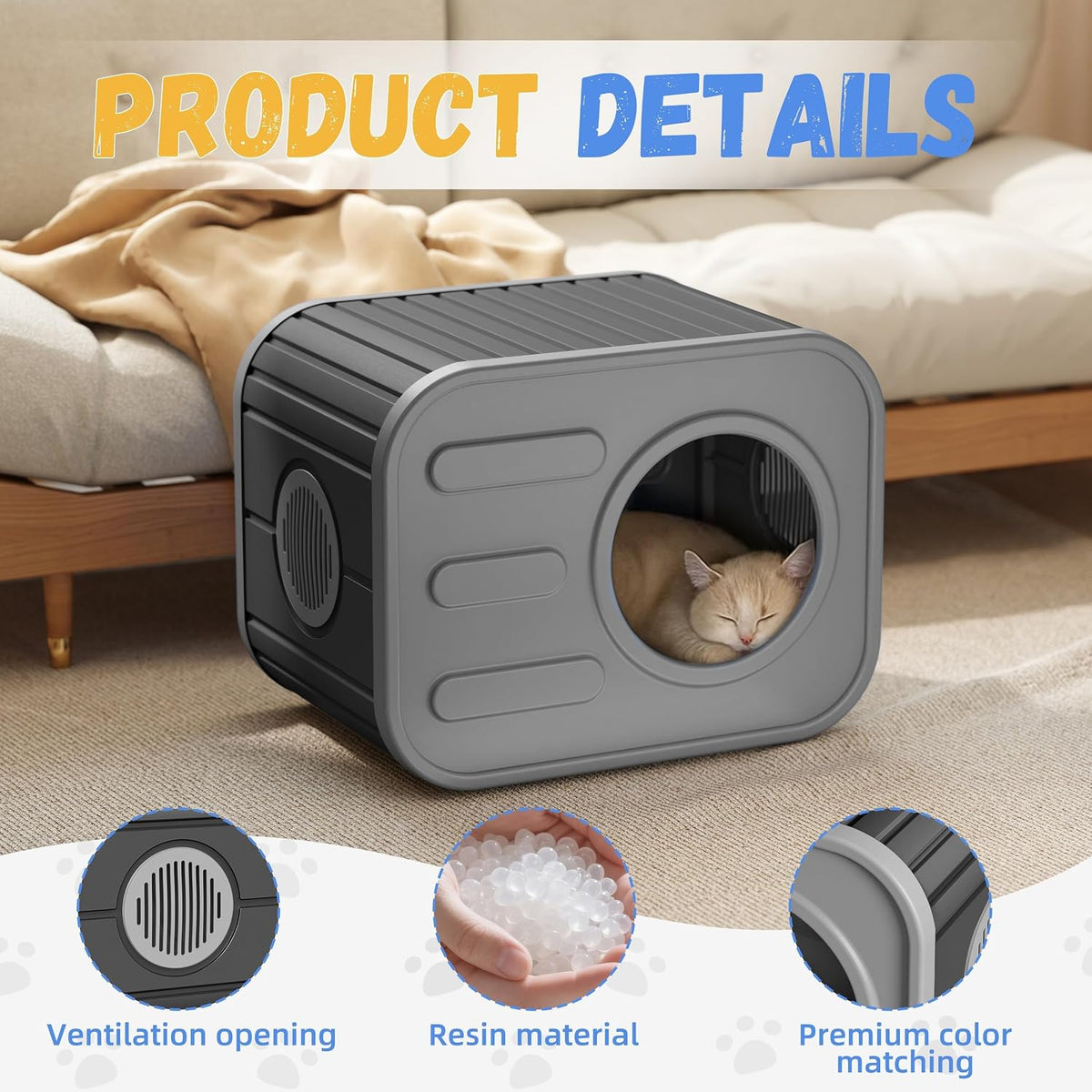 Outdoor Cat House Weatherproof, Black