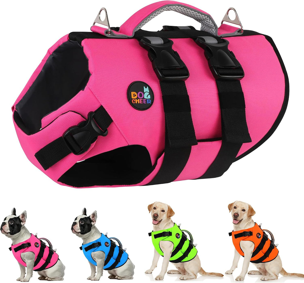 Dogcheer Dog Harness Life Jacket, High Buoyancy Neoprene Dog Life Vest for Swimming Boating, Adjustable Puppy Swim Vest 
