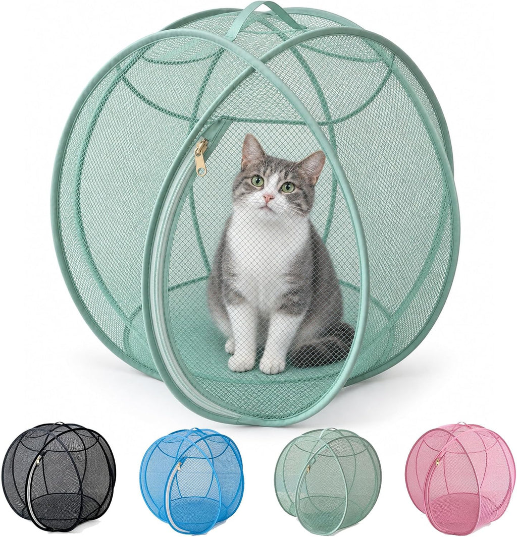 Cat Hamster Ball for Outside, Pop-Up Rolling Cat Playpen (Green)
