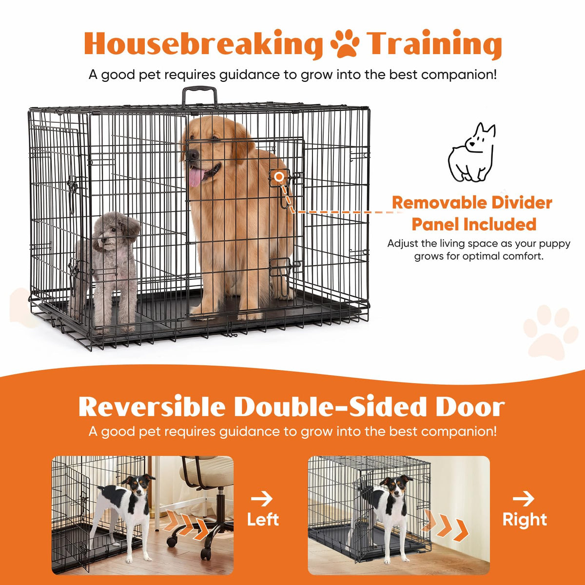 Sweetcrispy 36 Inch Dog Crate, Medium Dog Cage, Foldable Puppy Pet Kennel