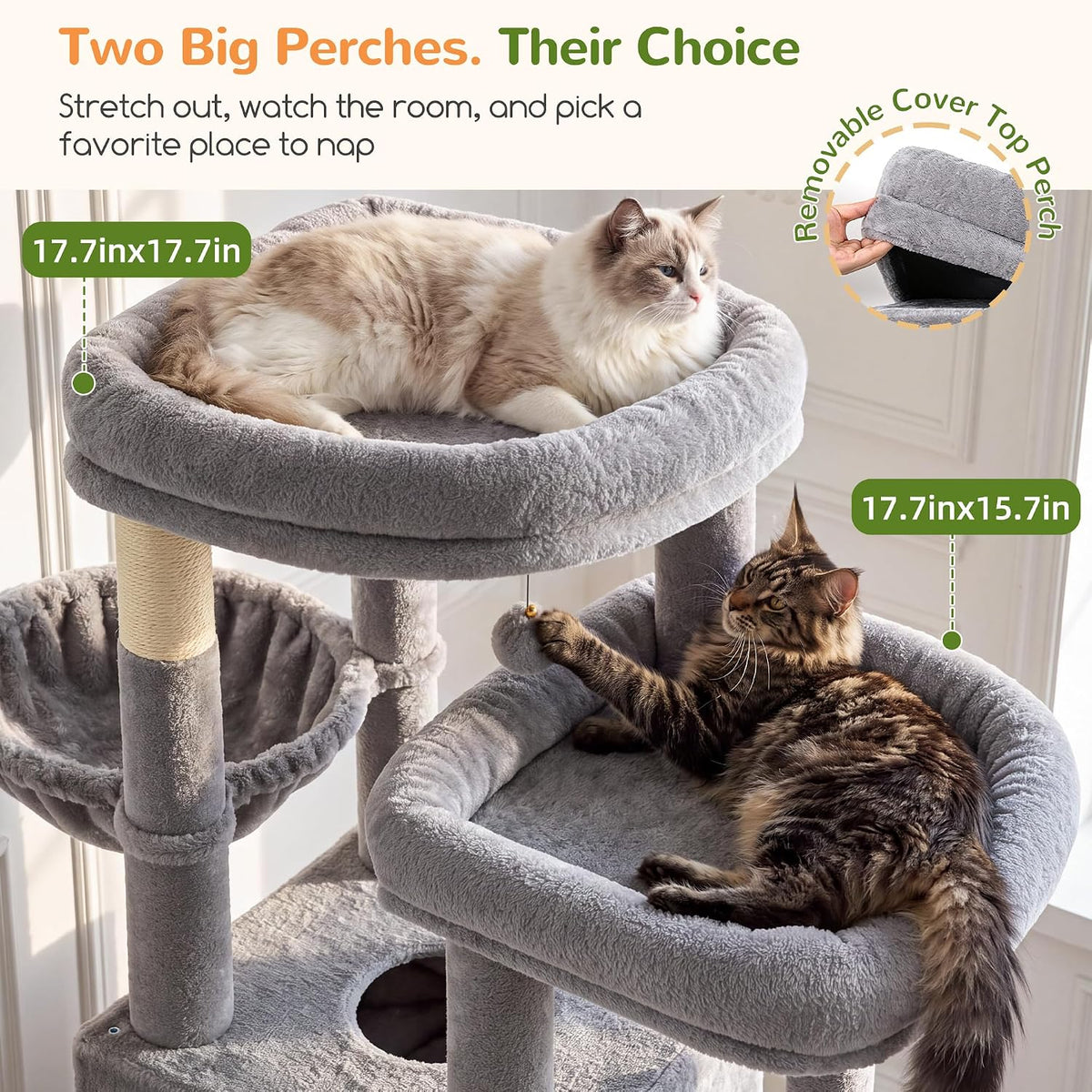 Globlazer Sturdy Cat Tree for Large Adult Cats with Scratching Posts, C52