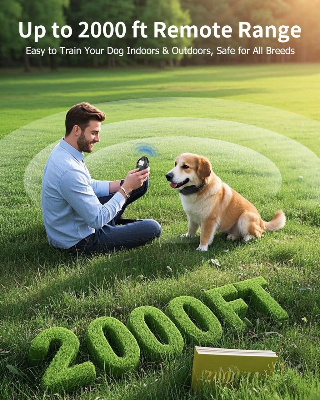 Dog Shock Collar with Remote Control, Waterproof Dog Training Collar, Bk
