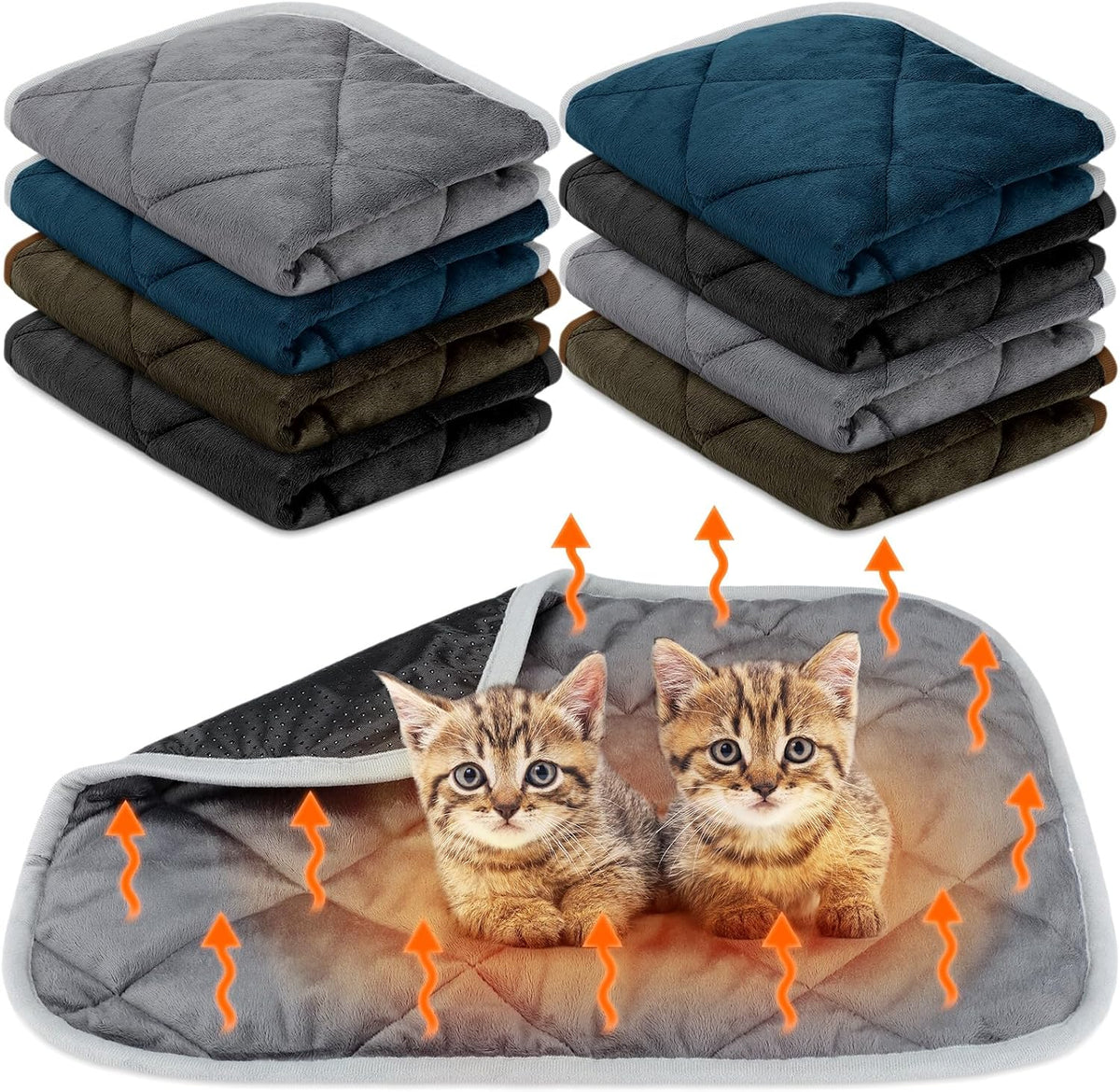 8 Pack Self Heating Cat Mat, Mixing Color, 16 x 20 Inch