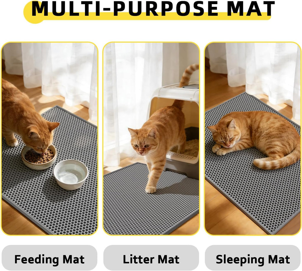 Cat Litter Mat, 30"x24", Waterproof, Easy to Clean (Grey-1Pack)