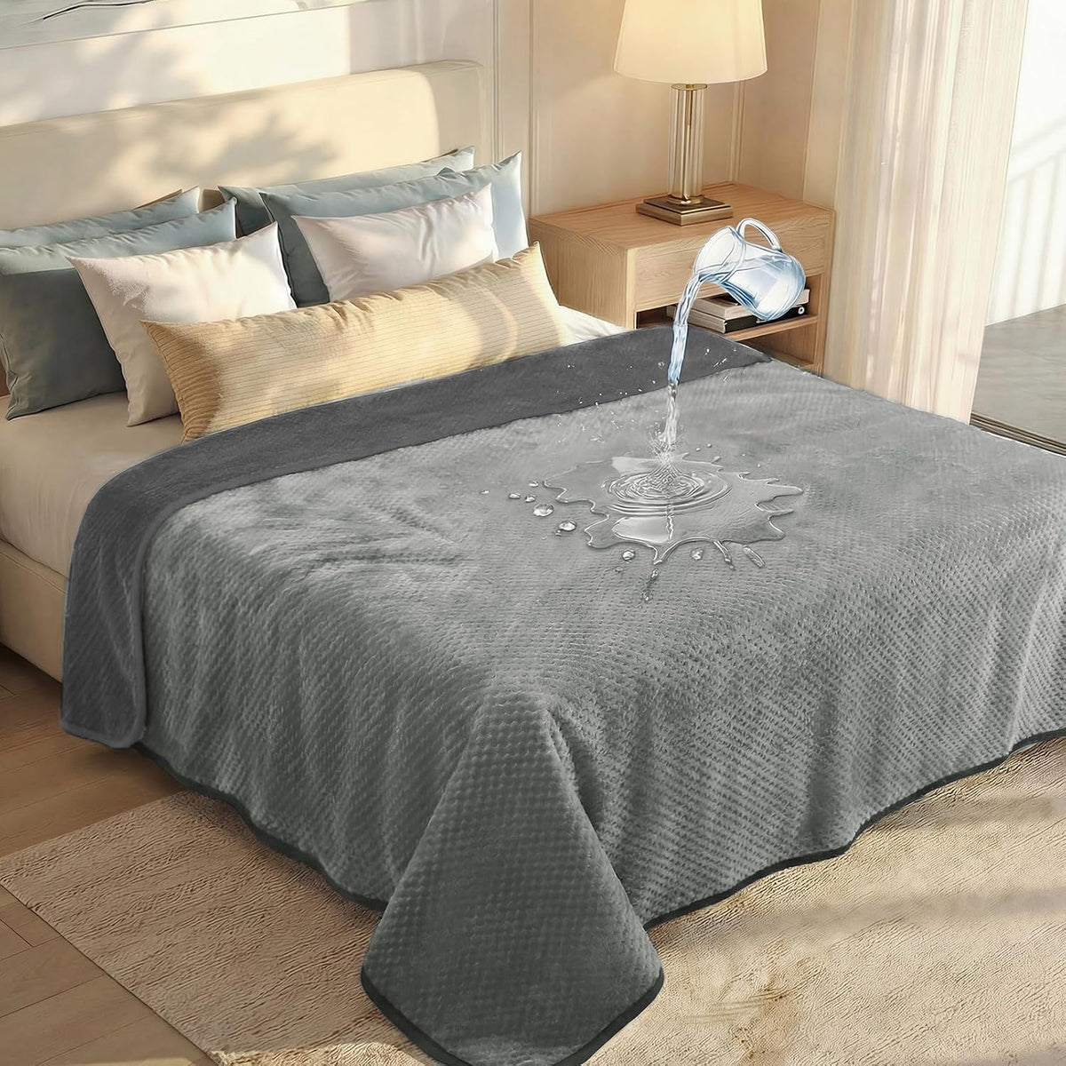 Luciphia Waterproof Blanket for Dog, Washable Reversible Fleece Pet Throw