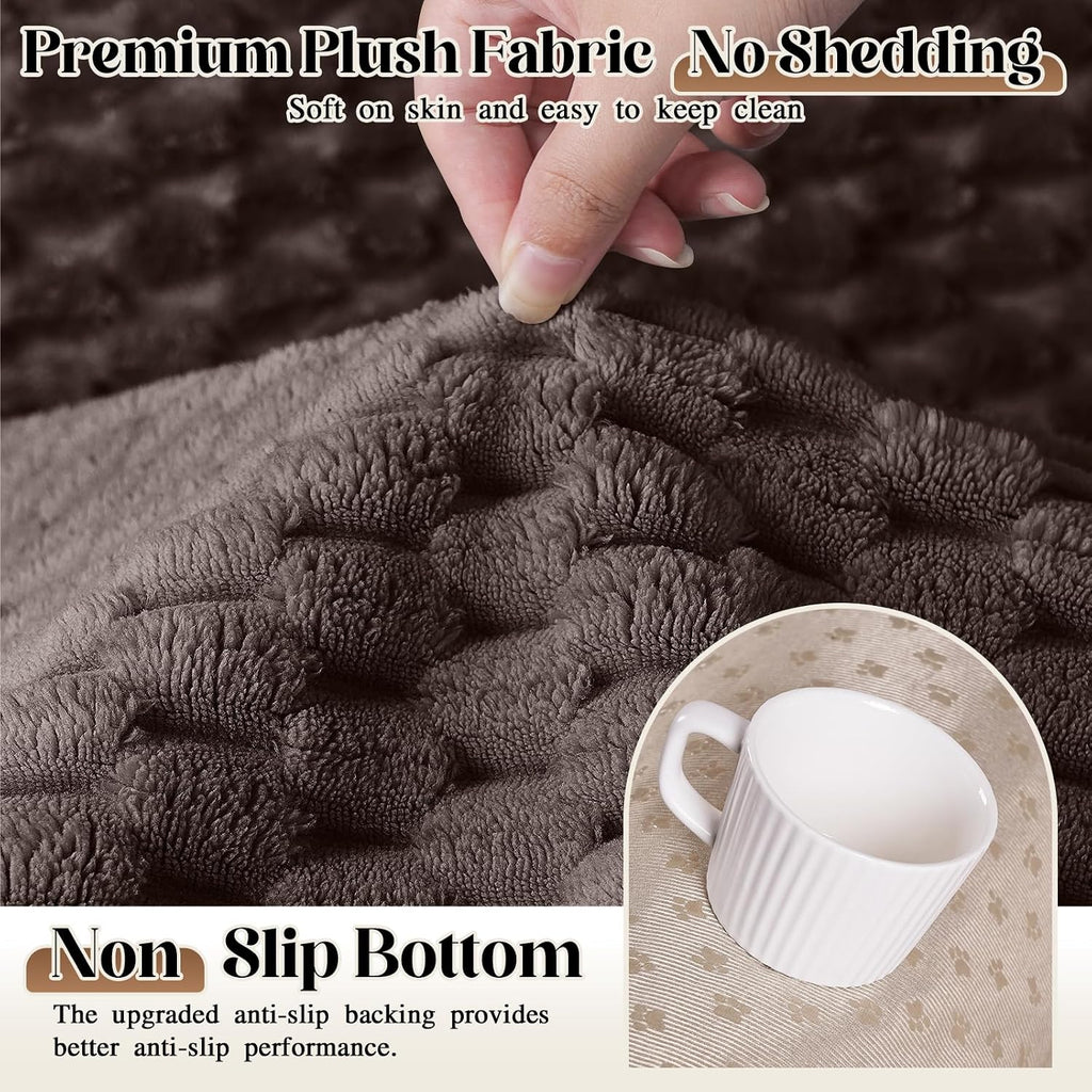 TAOCOCO 100% Waterproof Couch Cover for Dogs, Washable Flannel Sofa Protector, Non Slip Sofa Covers for 3 Cushion Couch 