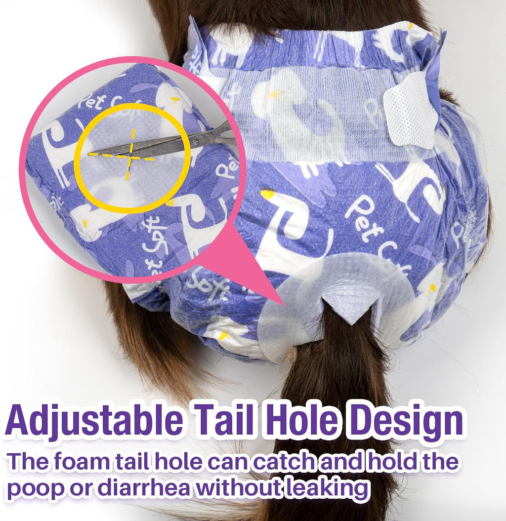 Pet Soft Disposable Dog Diapers Female with Foam Tail Hole S 24P