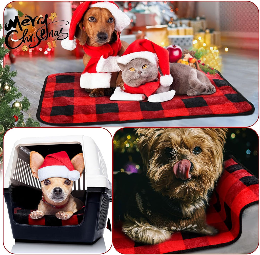 Reginary 4 Pcs Guinea Pig Fleece Cage Liners, Plaid, 24 x 47 Inch