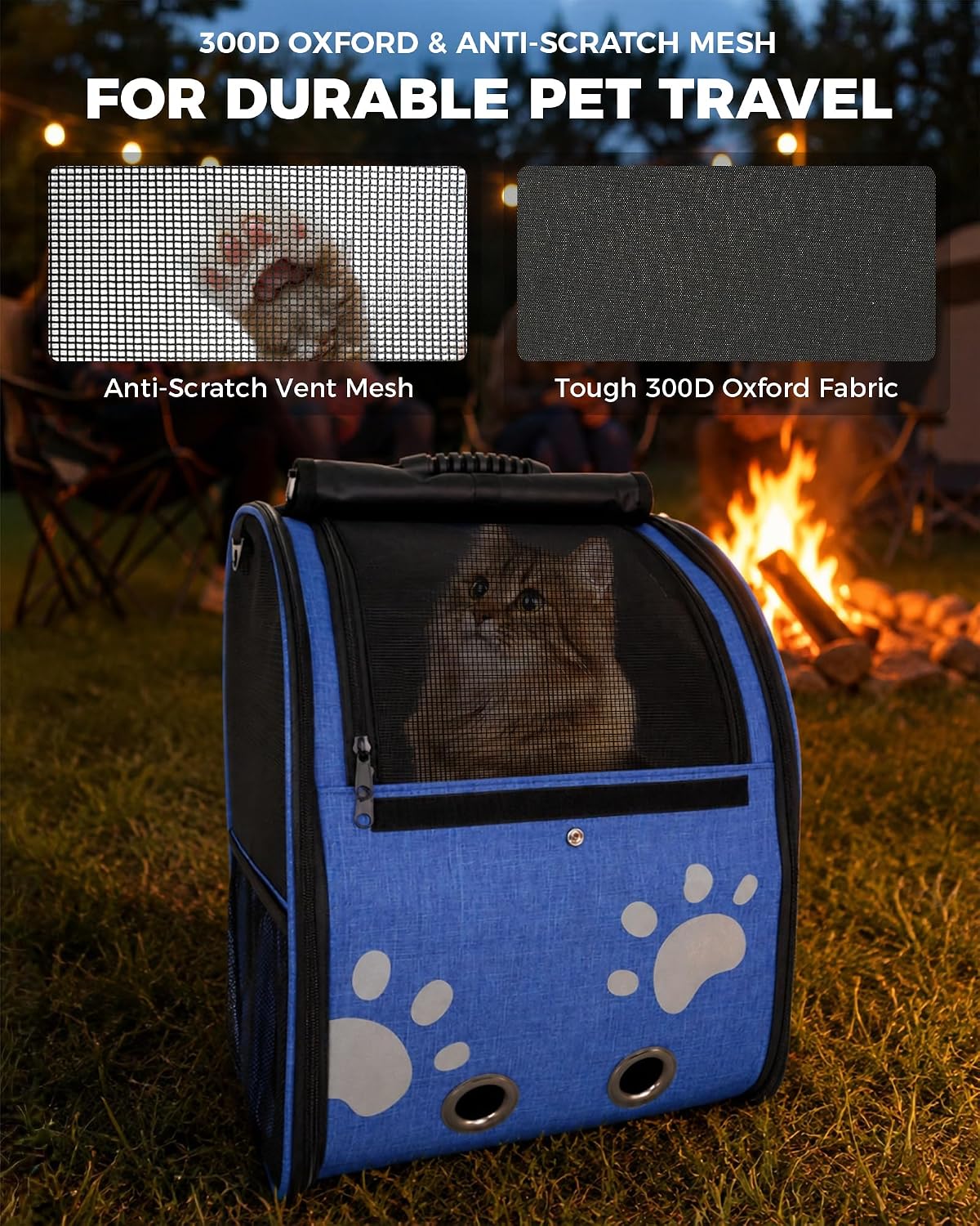 Hiking Backpack Carrier for Cats & Small Dogs, Travel Pet Carrier, Blue