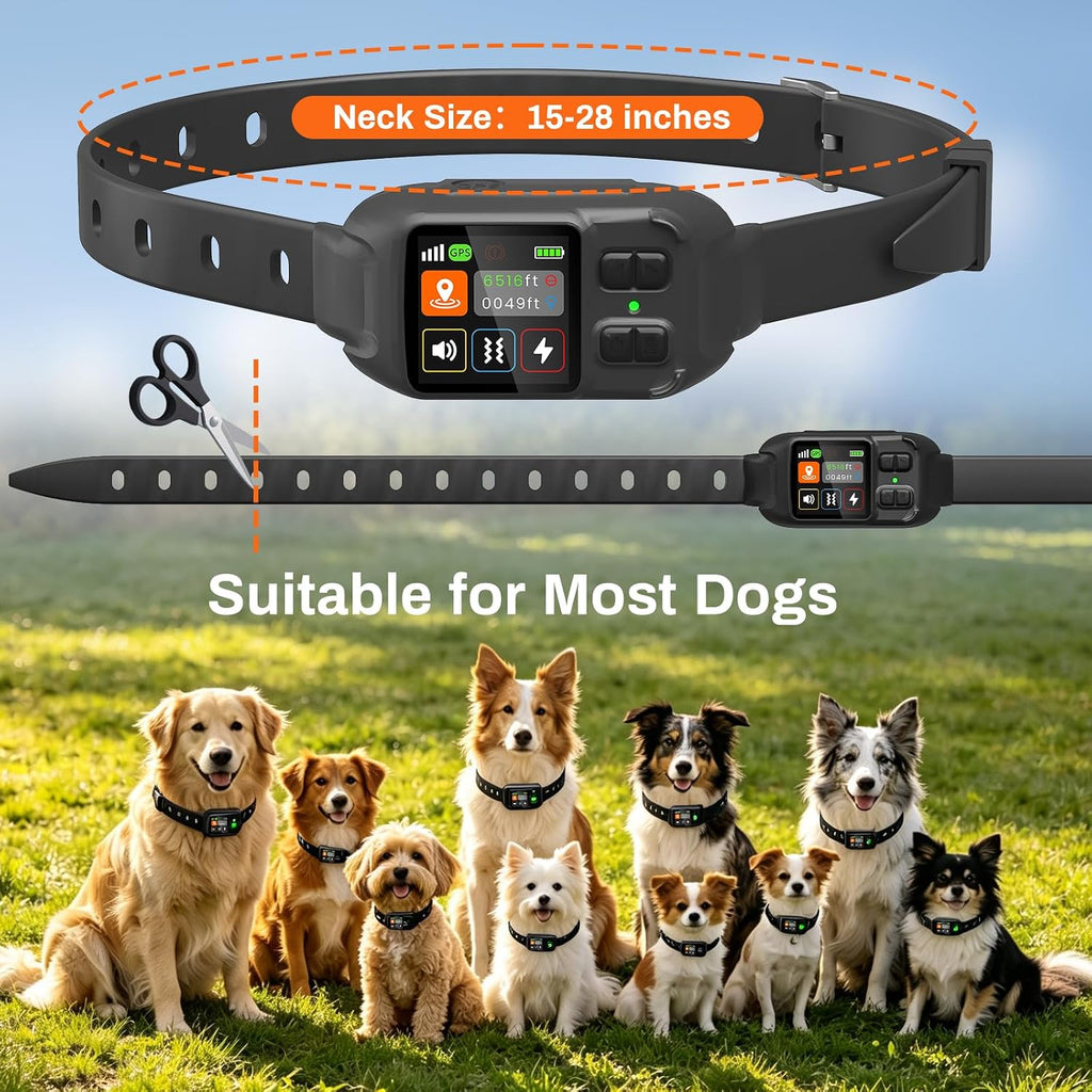 GPS Dog Collar Fence,Wireless Dog Fence System for Dogs Automatic Memory