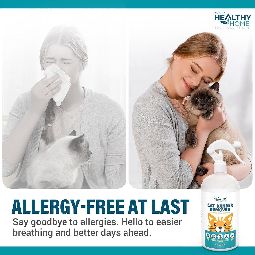 Cat Dander Remover Aloe Vera Free - Pet Dander Allergy Reducer Relief Dry Skin Spray for Cats and Humans| Cruelty-Free &