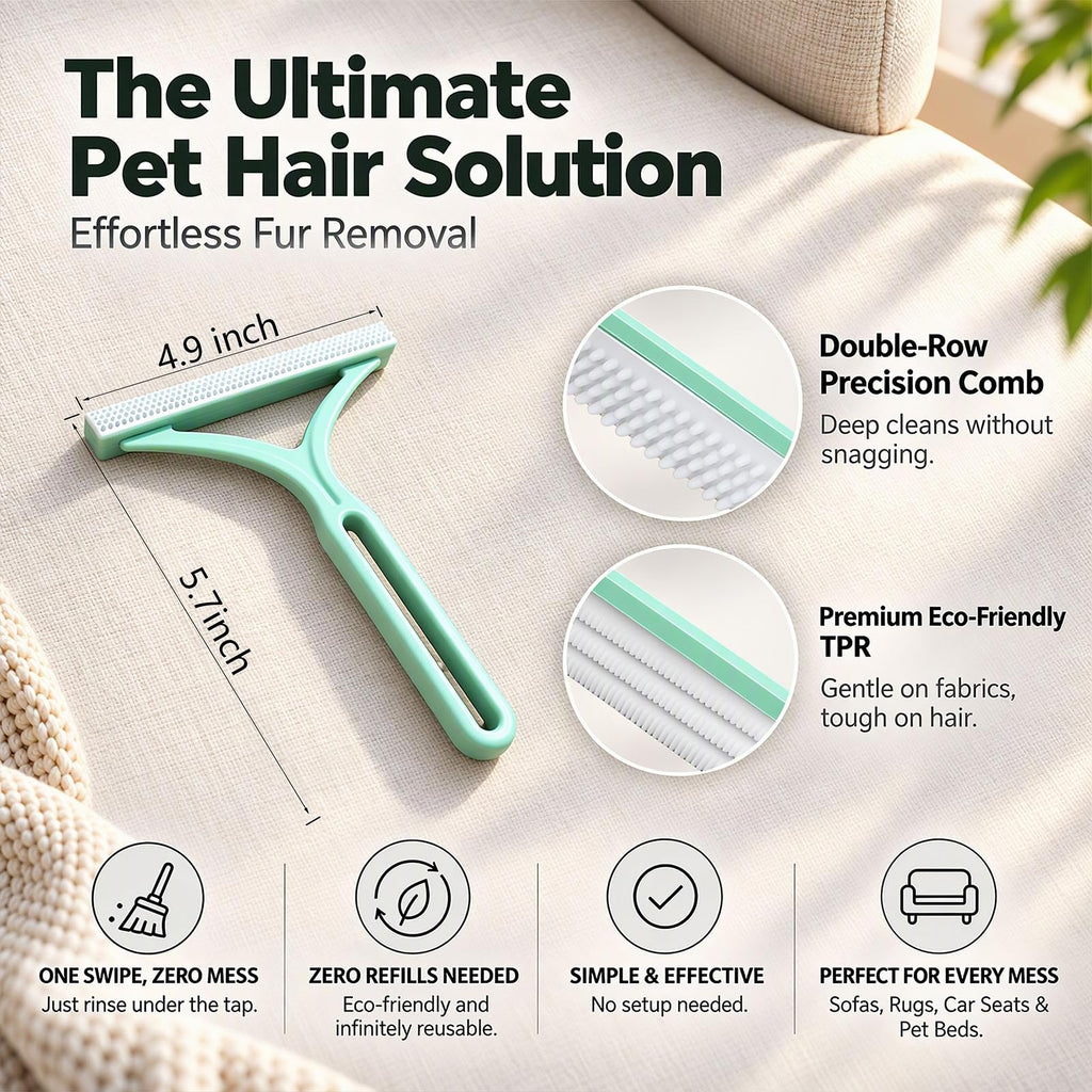 Qbily Pet Hair Remover 2nd Gen (3 Pack) - Reusable Lint Removal Tool for Couch, Carpets, Cat Trees, Car Mats, Furniture, Clothes, Pet Houses, Dog & Cat Hair Scraper Tool with Storage Bag