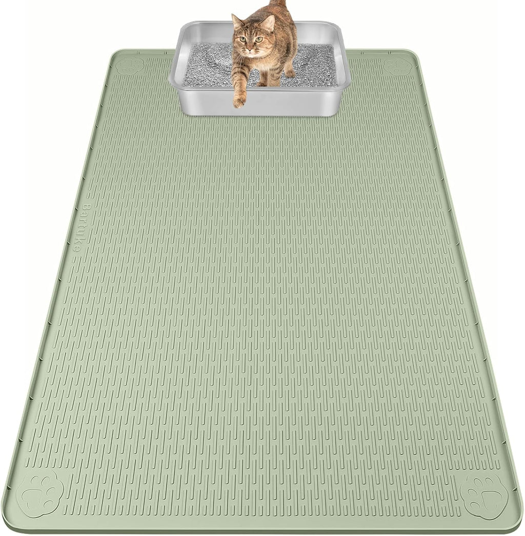 Silicone Cat Litter Mat for Litter Box 40”x28” Large Cat Mat, Light Grey