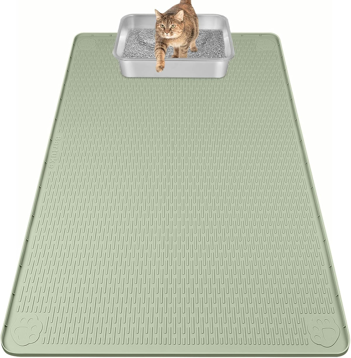 Silicone Cat Litter Mat for Litter Box 40”x28” Large Cat Mat, Light Grey