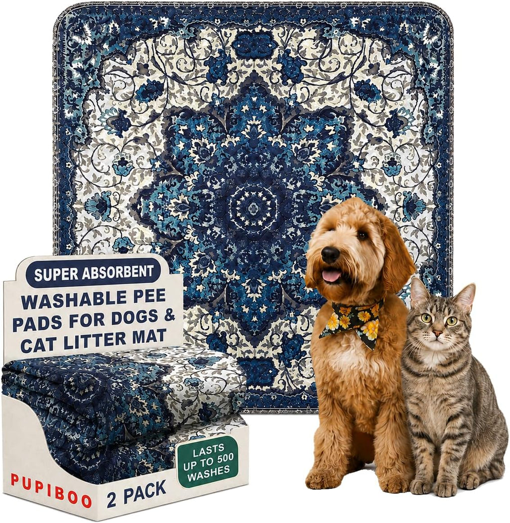 PUPIBOO Washable Pee Pads for Dogs and Cats - Super Absorbent Reusable Puppy Training Pads - 100% Waterproof, Leak-Proof