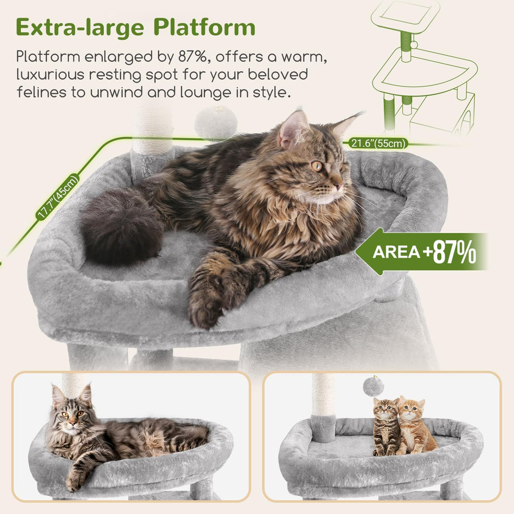 Globlazer Giant Cat Tree for Indoor Large Cats, 83in, F83, Light Grey