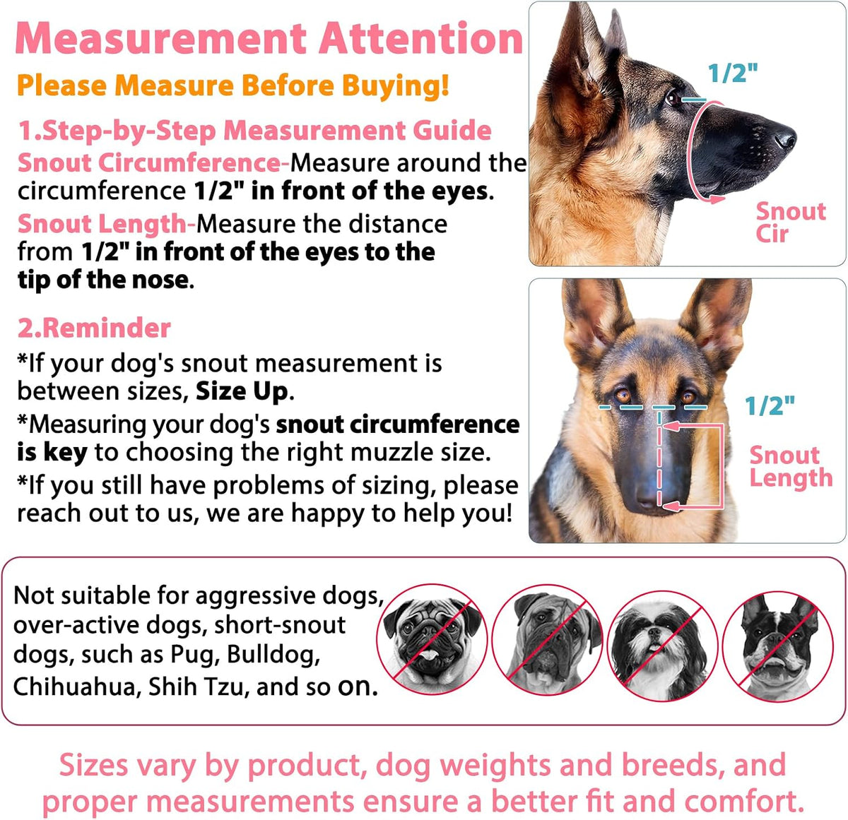 Dog Muzzle for Large Medium Small Dogs German Shepherd Labrador