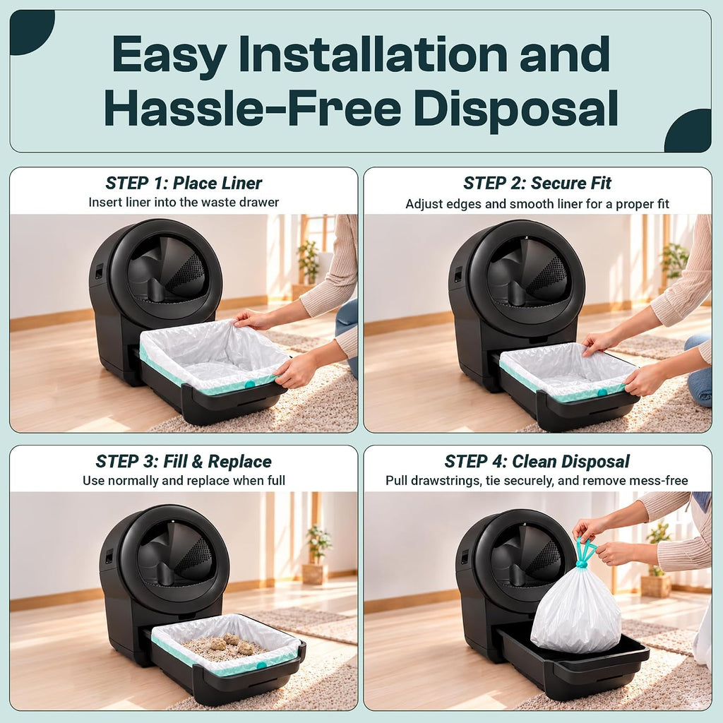 Extra Thick Litter Liners Compatible With Robot 5 Litter Box , 100 Bags