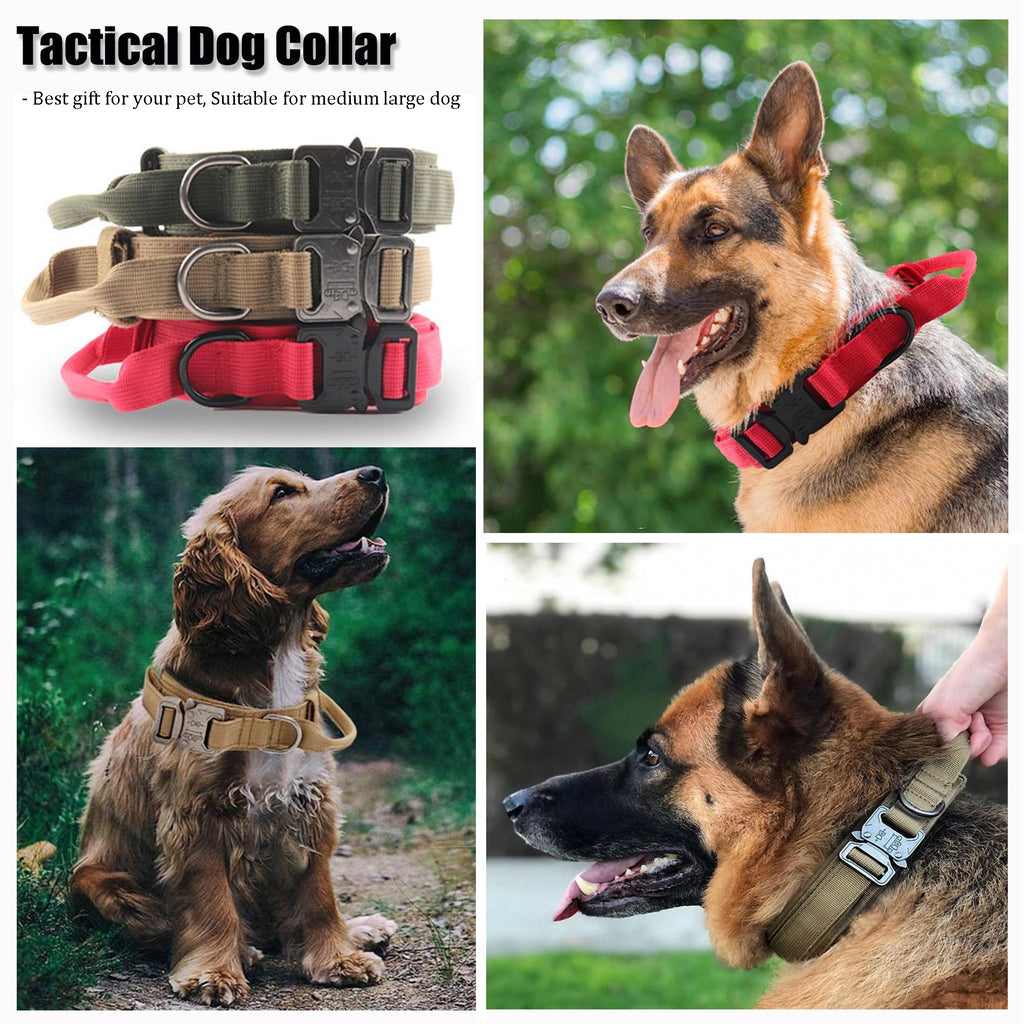 Tactical Dog Collar, Adjustable Military Training Nylon Pet Collar, Black L