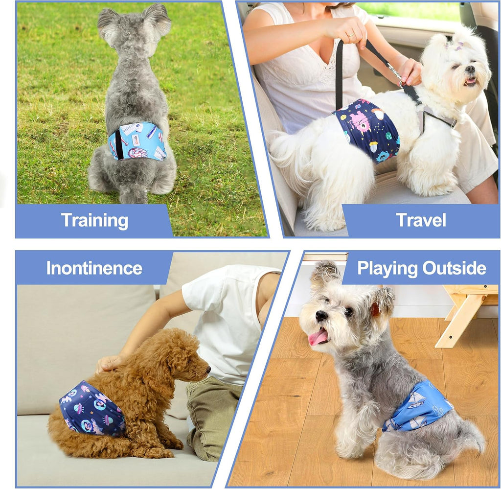 Dog Belly Bands for Male Dogs 5 Pack, Reusable Male Dog Diapers, Washable Belly Bands, Adjustable Pee Wraps for Marking,