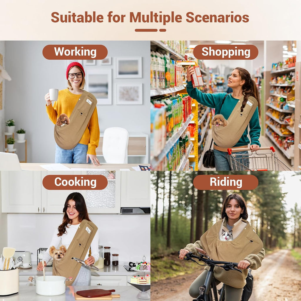 Cat Sling Carrier, Hands-Free Pet Sling for Small Dogs & Cats