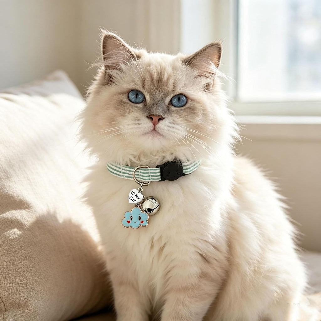 Cotton Cat Collars, Breakaway Polka Dot Kitten Collar for Girl and Boy Cats