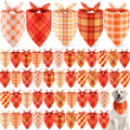 Weewooday 50 Pcs Fall Thanksgiving Plaid Dog Bandanas Bulk for Large
