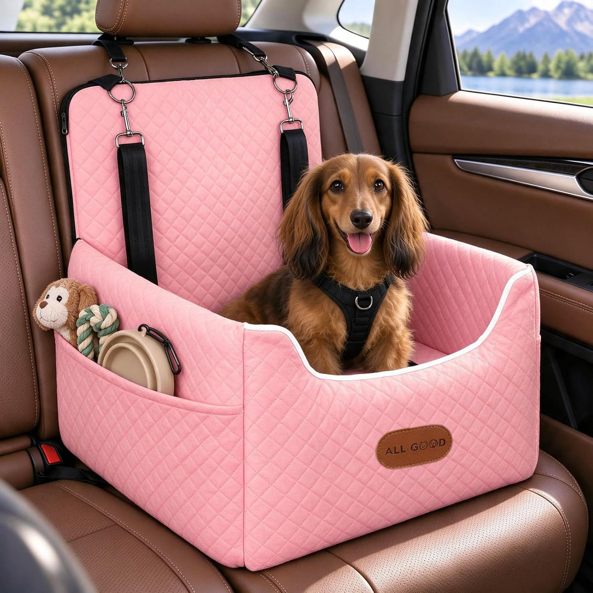 ALL GOOD PET SUPPLIES Dog Car Seat for Small/Medium Dogs Under 35lbs