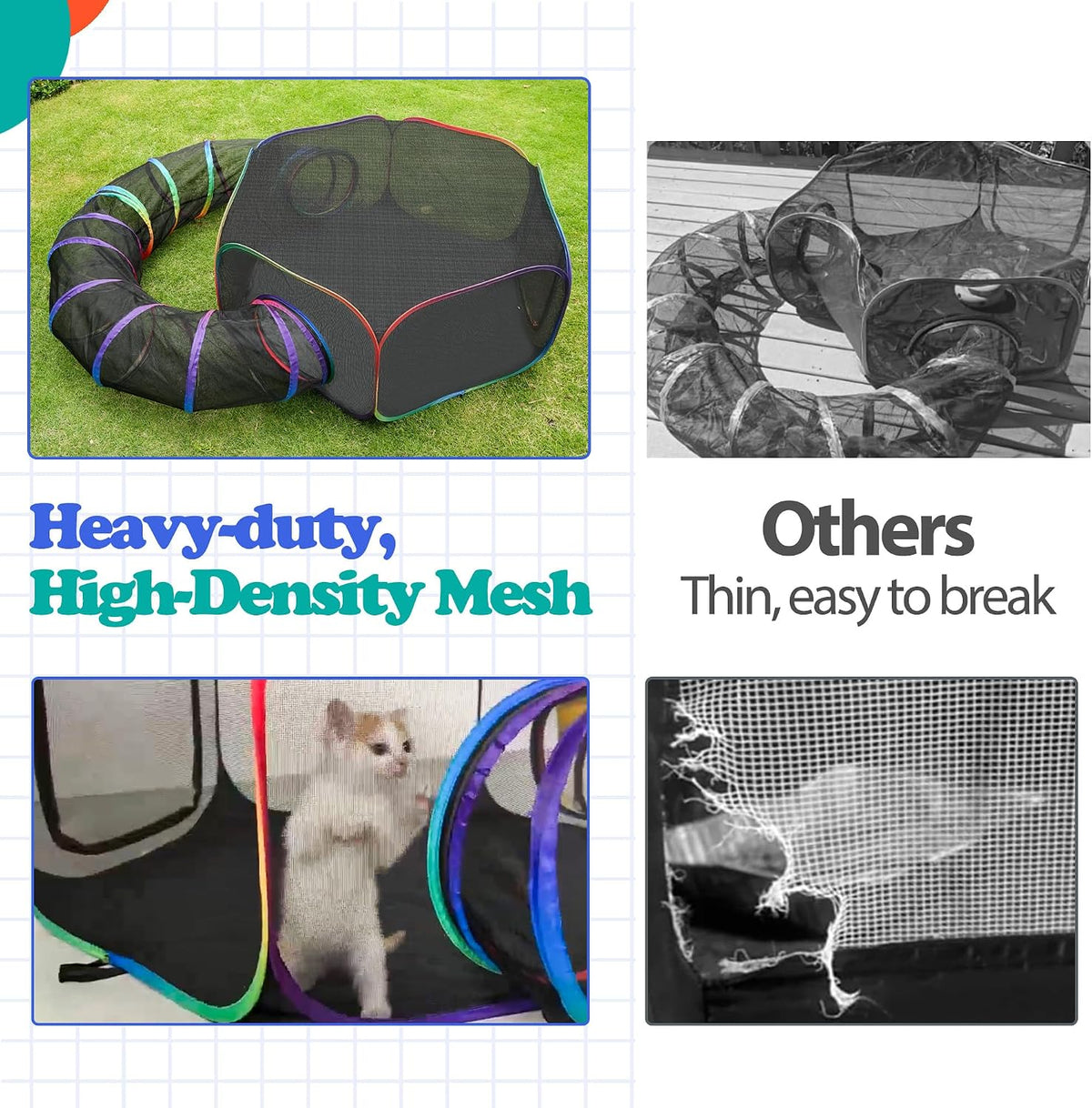Outdoor Cat Enclosure, 2-in-1 Pop-up Portable Catio Playground