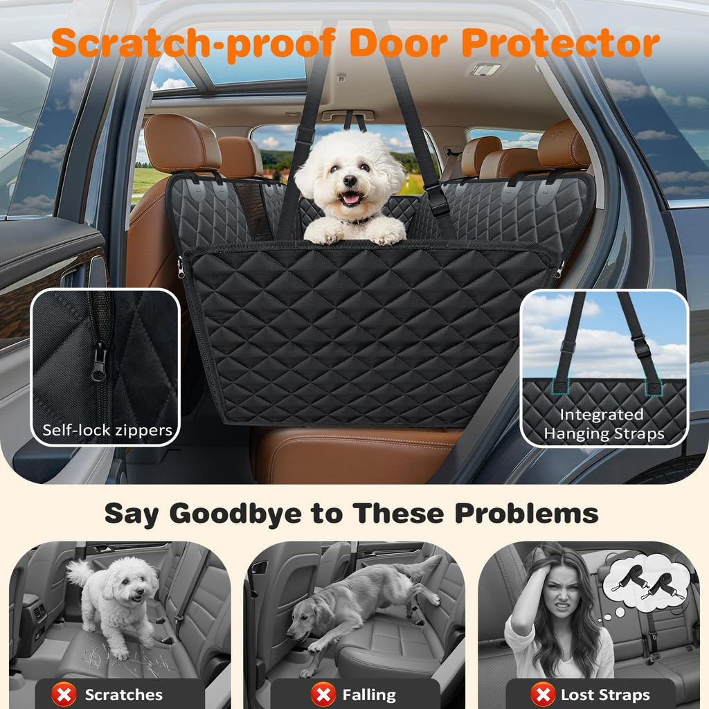 URPOWER 4 in 1 Dog Car Seat Cover for Back Seat, Waterproof Hammock