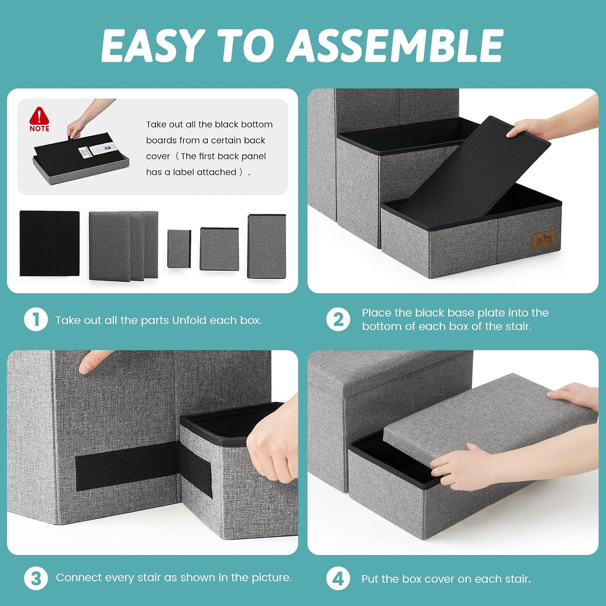 COZY KISS Dog Stairs with Storage, 16.7" H Wider Dog Steps, 3-Step