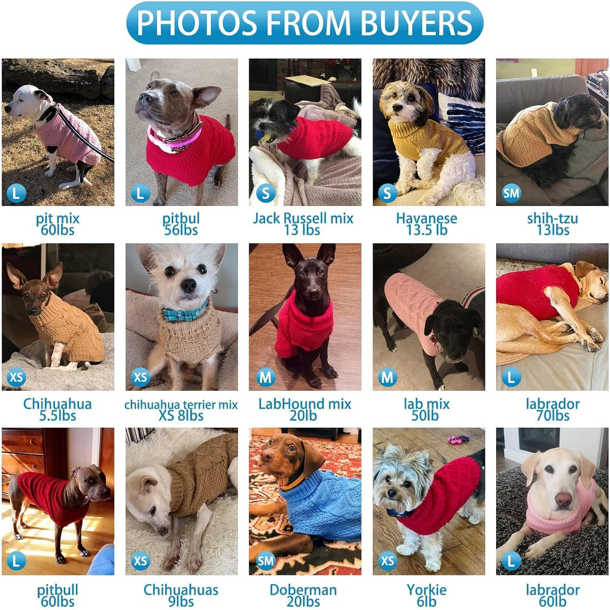 Mihachi Turtleneck Dog Sweater - Winter Coat Apparel Classic Cable Knit Clothes with Leash Hole for Cold Weather, Ideal 