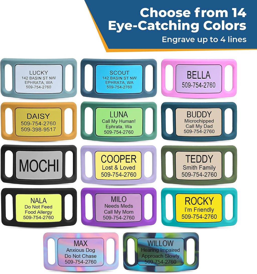 GoTags Silent Dog Tag, Personalized Engraved Silicone and Cat Pet ID Tags