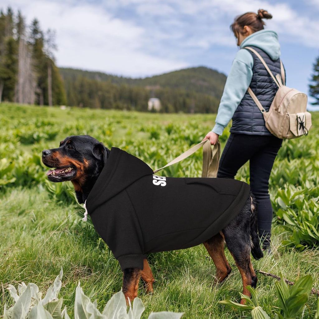 5XL Dog Sweaters for Large Dogs,Extra-Large Dog Hoodie,Security Warm Brushed Fleece Sweatshirt with Hood & Pocket,Leash 
