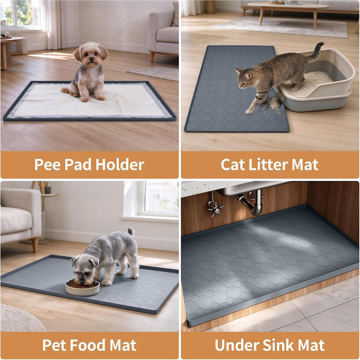 Pee Pad Holder for Dog 22" x 22" Leak-Proof Silicone Puppy Pee Pad Tray