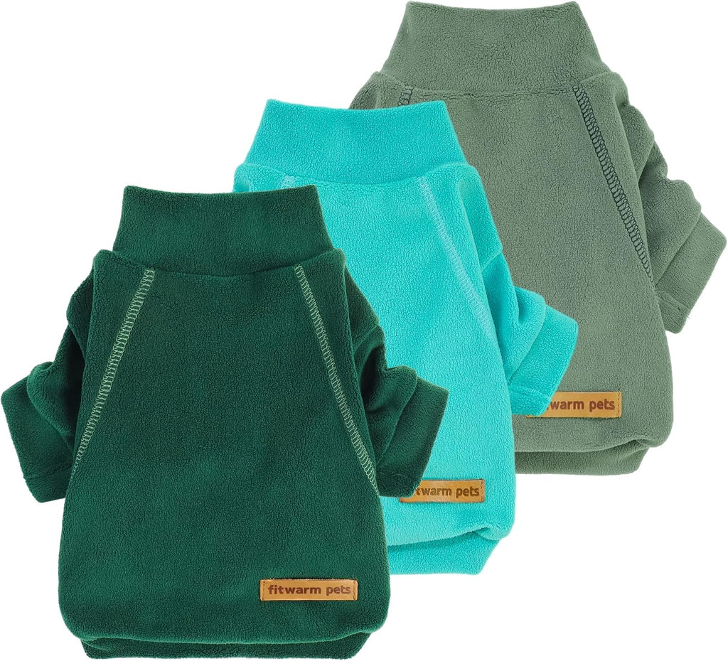 Fitwarm 3 Pack Classic Fleece Dog Sweater, Turtleneck Dog Sweatshirt, Dog Winter Clothes for Small Dogs Boy Girl, Pet Pu